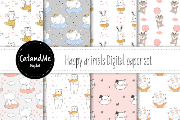 Download Happy Animal Digital Paper Set - Animal Collection